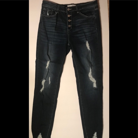 KanCan Denim - KANCAN 15 / 31 Stretch Distressed Frayed Hem Jeans